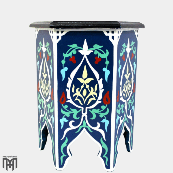 Blue Moroccan Hexagonal Side Table