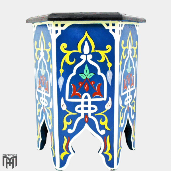 Royal Blue Moroccan Hexagonal Side Table