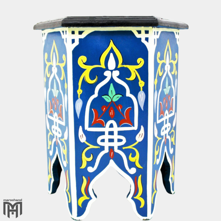 Royal Blue Moroccan Hexagonal Side Table