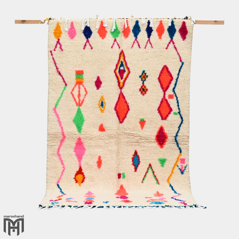 azilal rug Azilal rug folded edge showing colorful selvedge and tassels