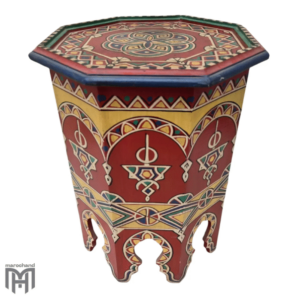 Moroccan red hand painted side table
