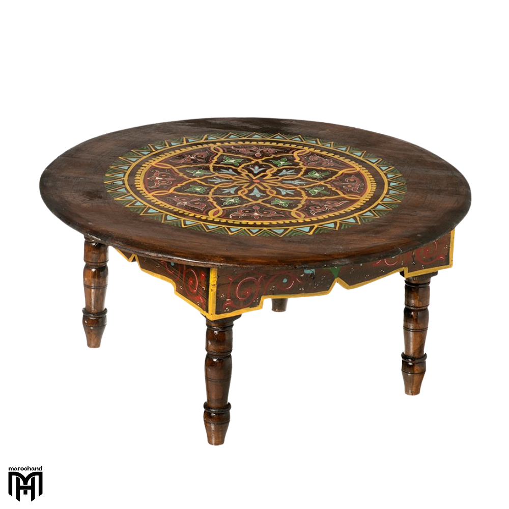 Moroccan Low Dark Brown Table - Natural Wood