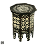 Moroccan Dark Brown Octagonal Resin Table Natural Wood & Resin Art Piece