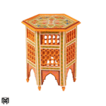 Moroccan Orange & Green Painted Table | Vibrant Natural Wood Coffee & Side Table