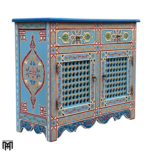 Moroccan Colorful Chest of Drawers DAYAN - Hand-Painted Tall Dresser