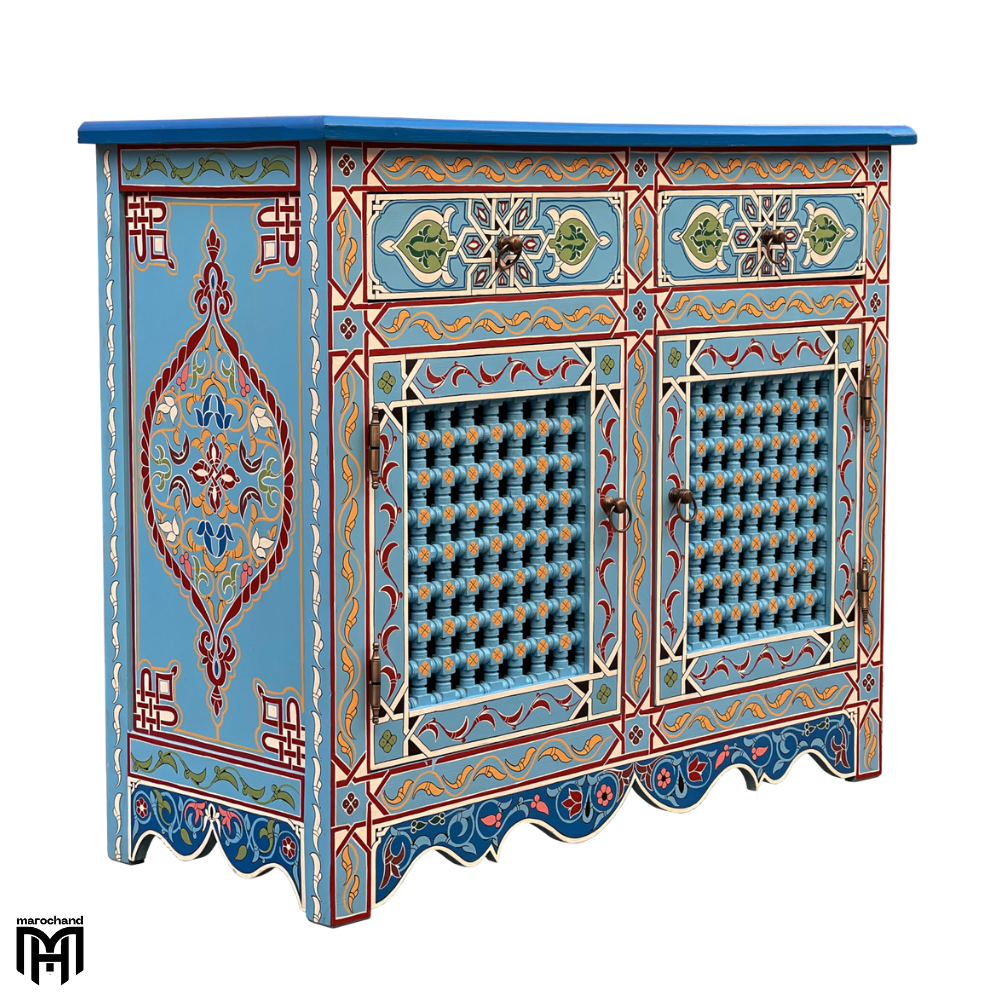 1 Moroccan Colorful Chest of Drawers DAYAN - Hand-Painted Tall Dresser