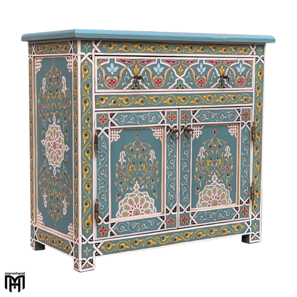 Moroccan Hand-painted Chest of Drawers ELENYA - Tall Narrow Dresser with Drawers