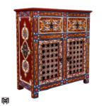 Moroccan Hand-Painted Chest of Drawers - Tall Narrow Dresser with Vintage Design