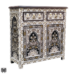 Moroccan Hand-Painted Chest of Drawers HAMIDOU-K - Nature Wood Tall Narrow Dresser