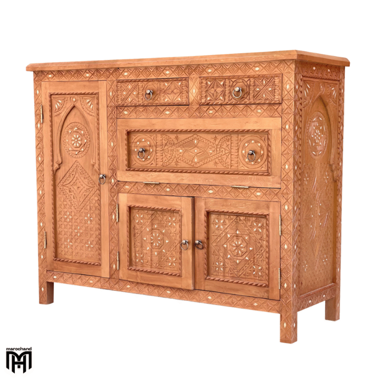 Moroccan Oriental Chest of Drawers ADIMAT - Cedar Wood Tall Narrow Dresser