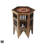 Black and Gold Hexagonal Natural Wood Table