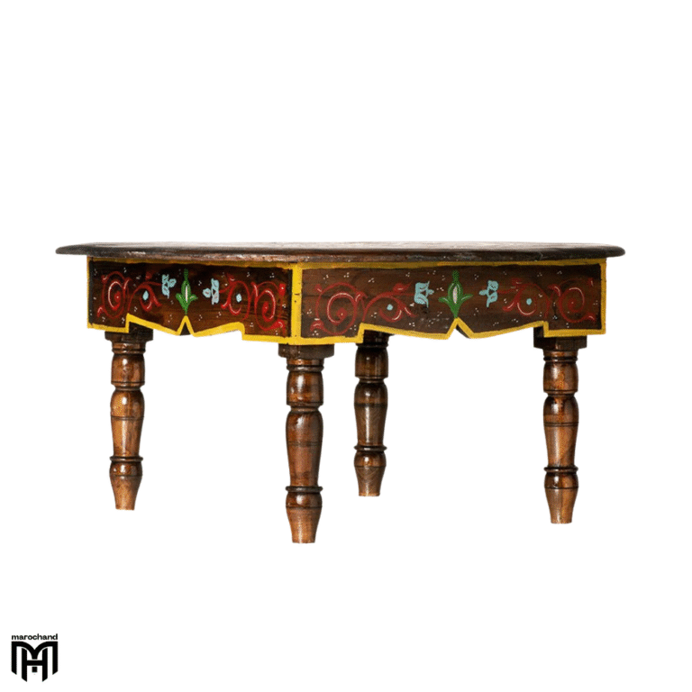 Moroccan Low Dark Brown Table - Natural Wood