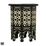 Moroccan Dark Brown Octagonal Resin Table Natural Wood & Resin Art Piece