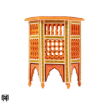 Moroccan Orange & Green Painted Table | Vibrant Natural Wood Coffee & Side Table