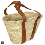 Moroccan Palm Leaf Bag with Leather Handles - Boho Tote & Shoulder Bag