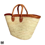 Moroccan Large Basket Tote Bag with Leather Trim & Handles - Boho Beach & Work Bag