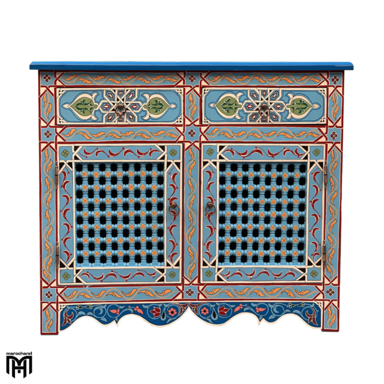 Moroccan Colorful Chest of Drawers DAYAN - Hand-Painted Tall Dresser