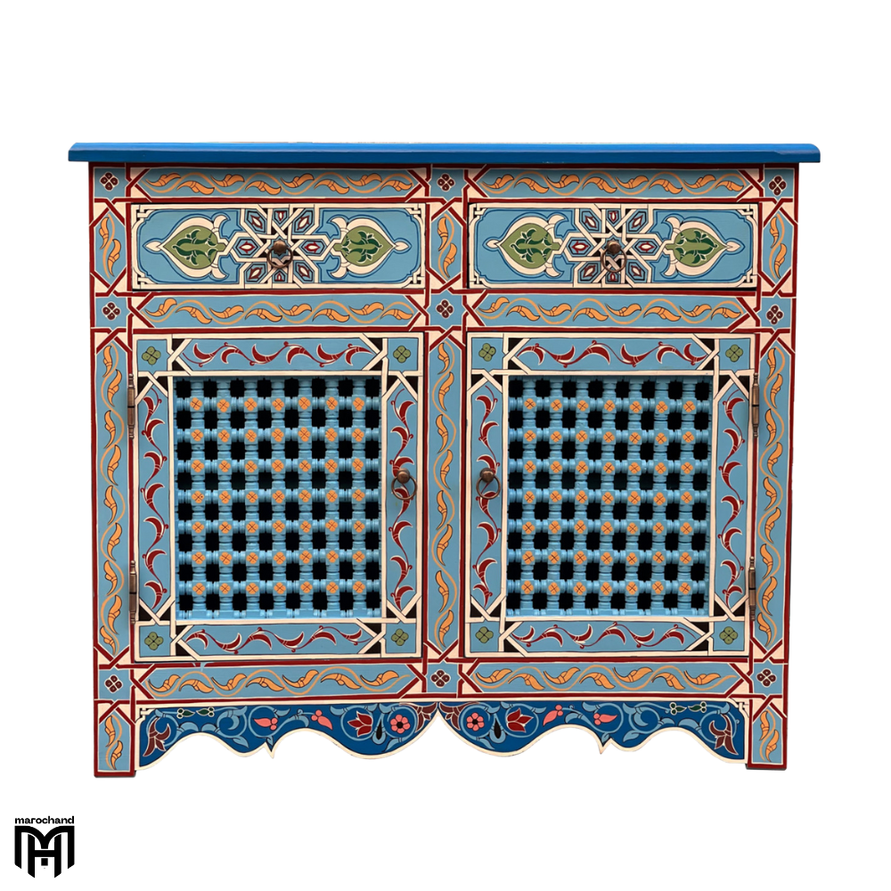 Moroccan Colorful Chest of Drawers DAYAN - Hand-Painted Tall Dresser