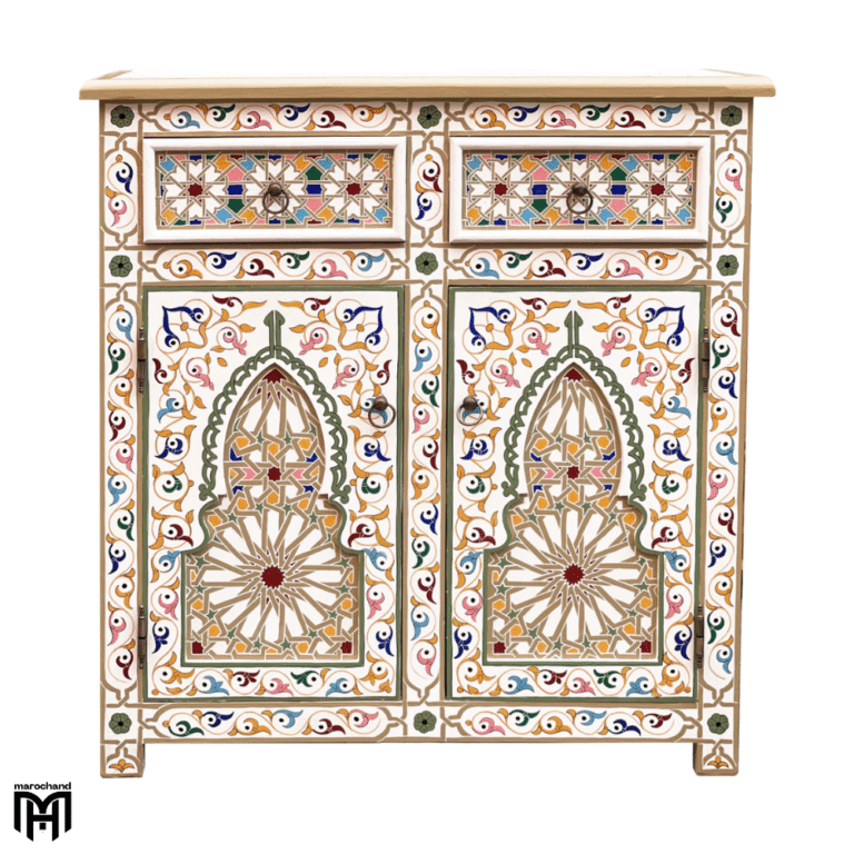 Moroccan Colorful Oriental Chest of Drawers TALAYA - Hand-Painted Tall Narrow Dresser