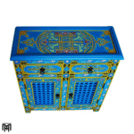 Moroccan Hand-Painted Blue Chest of Drawers MAJORELLE - Tall Narrow Dresser