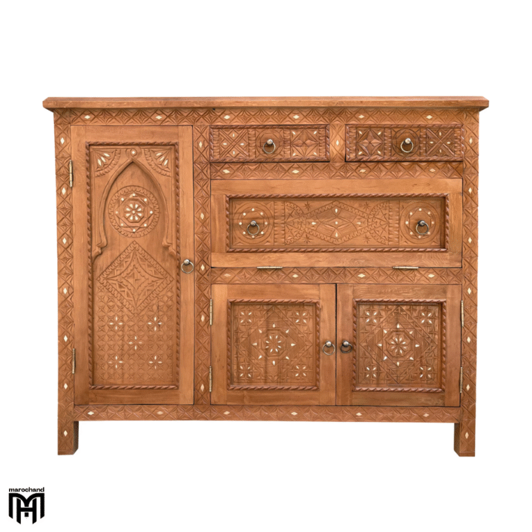 Moroccan Oriental Chest of Drawers ADIMAT - Cedar Wood Tall Narrow Dresser