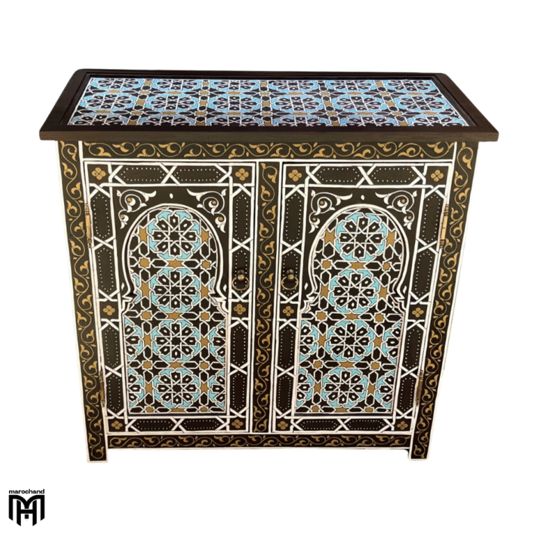 Moroccan Oriental Hand-Painted Chest of Drawers SANSIBAR - Tall Narrow Dresser