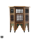 Black and Gold Hexagonal Natural Wood Table