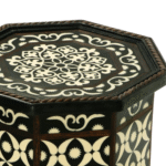 Moroccan Dark Brown Octagonal Resin Table Natural Wood & Resin Art Piece