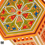 Moroccan Orange & Green Painted Table | Vibrant Natural Wood Coffee & Side Table