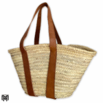 Moroccan Palm Leaf Bag with Leather Handles - Boho Tote & Shoulder Bag