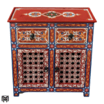 Moroccan Hand-Painted Chest of Drawers - Tall Narrow Dresser with Vintage Design