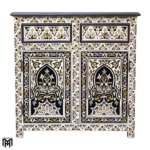 Moroccan Hand-Painted Chest of Drawers HAMIDOU-K - Nature Wood Tall Narrow Dresser
