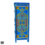 Moroccan Hand-Painted Blue Chest of Drawers MAJORELLE - Tall Narrow Dresser