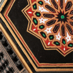 Black and Gold Hexagonal Natural Wood Table