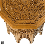Wood Coffee Table | Moroccan Carved Octagonal Table - Natural Wood