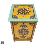 Moroccan Nature Wood Bedside Table with Drawers | Slim Vintage Nightstand