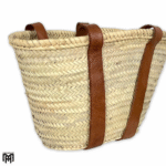 Moroccan Palm Leaf Bag with Leather Handles - Boho Tote & Shoulder Bag