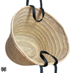 Moroccan Basket Bag with Black Leather Handles & Straps - Boho Tote & Shoulder Bag