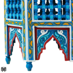 Wood Coffee Table | Moroccan Blue Hexagonal Natural Wood Table