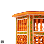 Moroccan Orange & Green Painted Table | Vibrant Natural Wood Coffee & Side Table