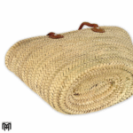 Moroccan Palm Bag with Long Leather Handles - Boho Tote & Shoulder Bag