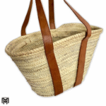 Moroccan Palm Leaf Bag with Leather Handles - Boho Tote & Shoulder Bag
