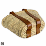 Moroccan Palm Leaf Bag with Leather Handles - Boho Tote & Shoulder Bag