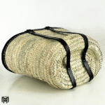 Moroccan Basket Tote Bag with Black Leather Strap - Boho Crossbody & Shoulder Bag