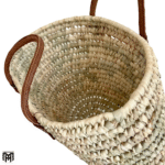 LARA Moroccan Palm Leaf Tote Bag with Leather Handle - Unisex Vintage Boho Bag