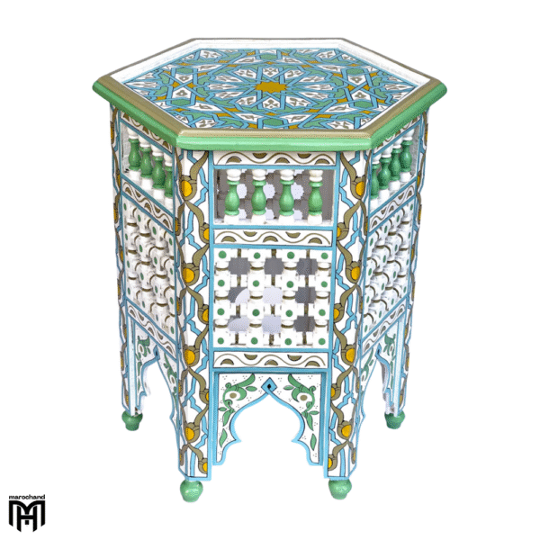 Moroccan Hand-Painted MINA Tea Table | Artisan Wood Coffee & Accent Table