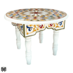 Moroccan Low Mida-W Side Table | Hand-Painted Wood Dining & Coffee Table