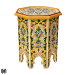 Moroccan KABORI Yellow Side Table | Handcrafted Wood Coffee & Accent Table