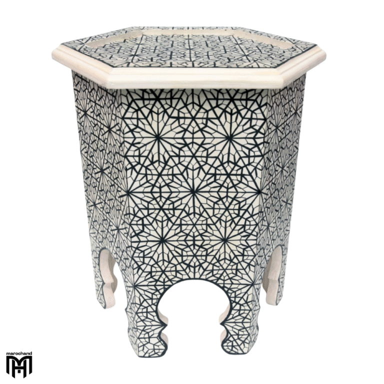 Moroccan ANKABUTA Solid Wood Tea Table | Oriental Hand-Painted Wood Coffee Table