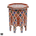 Moroccan SELKAt Hand-Painted Side Table | Artisanal Wood Coffee & Tea Table